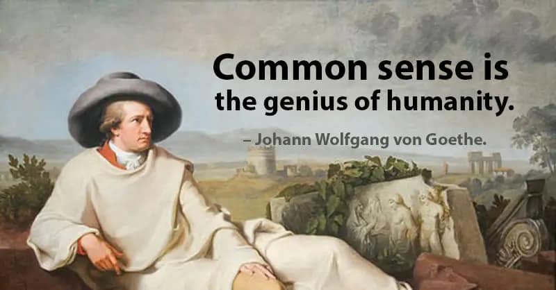 “Common sense is the genius of humanity.” – Johann Wolfgang von Goethe.